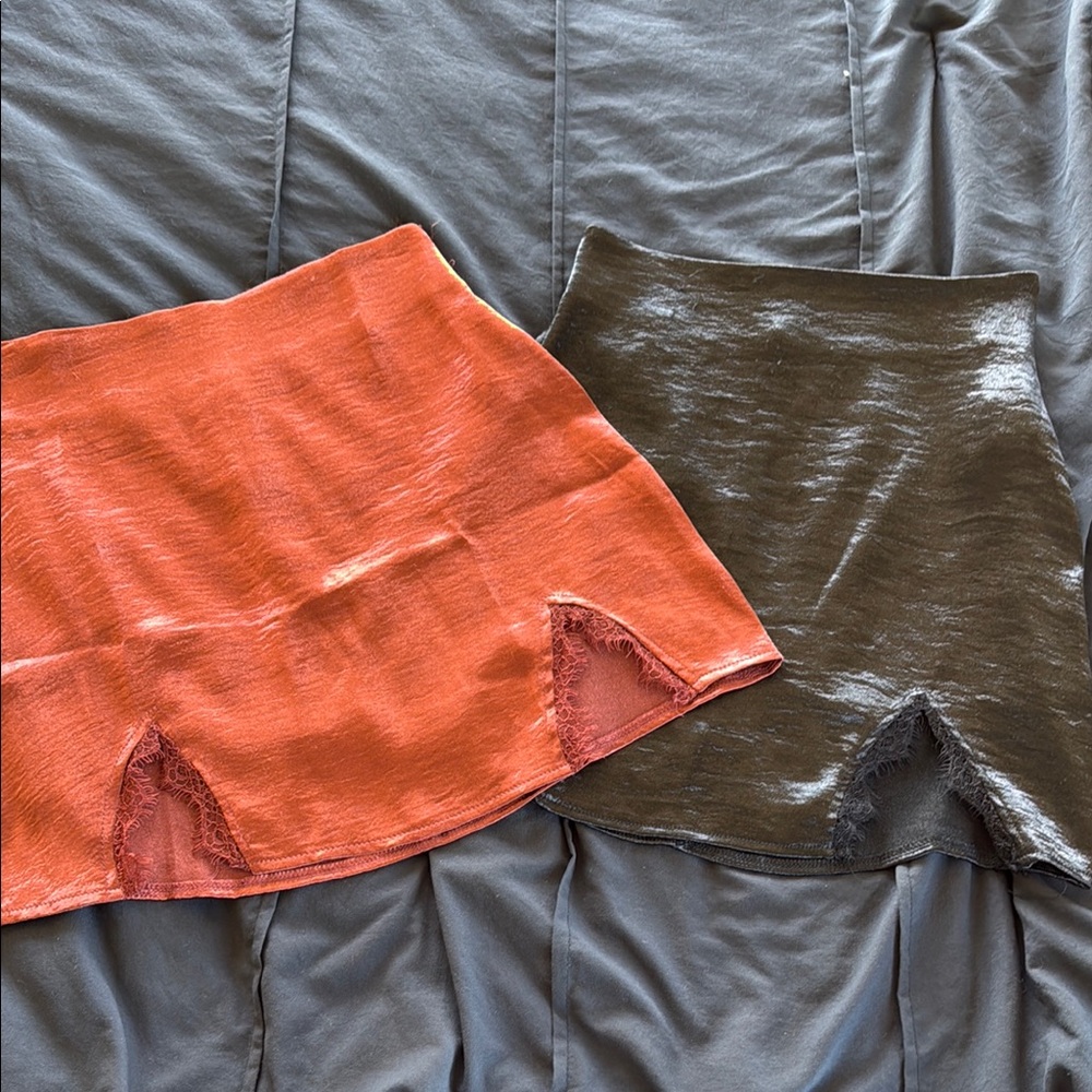 Stylish Burnt Orange and Black Skirt Set